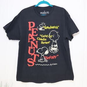 Peanuts Snoopy Charlie Brown Graphic‎ T-Shirt Black XL Woodstock Tee